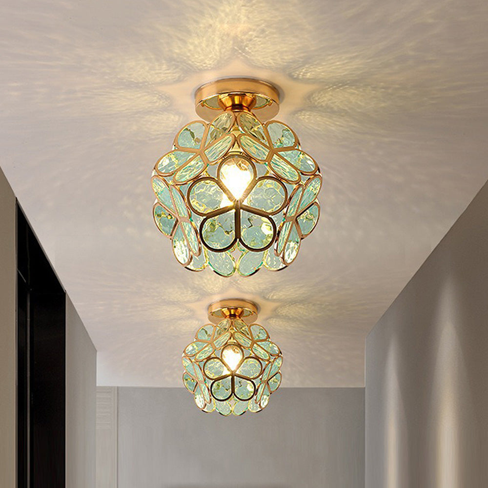 Lampada da soffitto Floyem – Acrilico – Oro – Ø20 cm – Design floreale per soggiorno e camera da letto