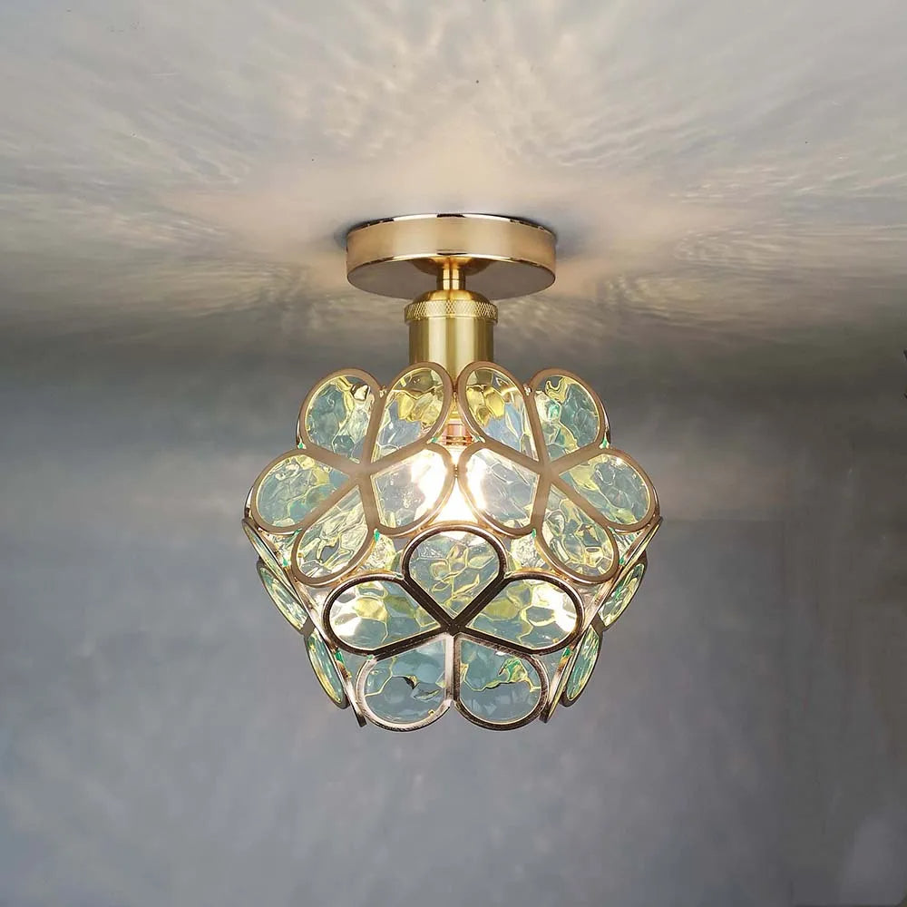 Lampada da soffitto Floyem – Acrilico – Oro – Ø20 cm – Design floreale per soggiorno e camera da letto
