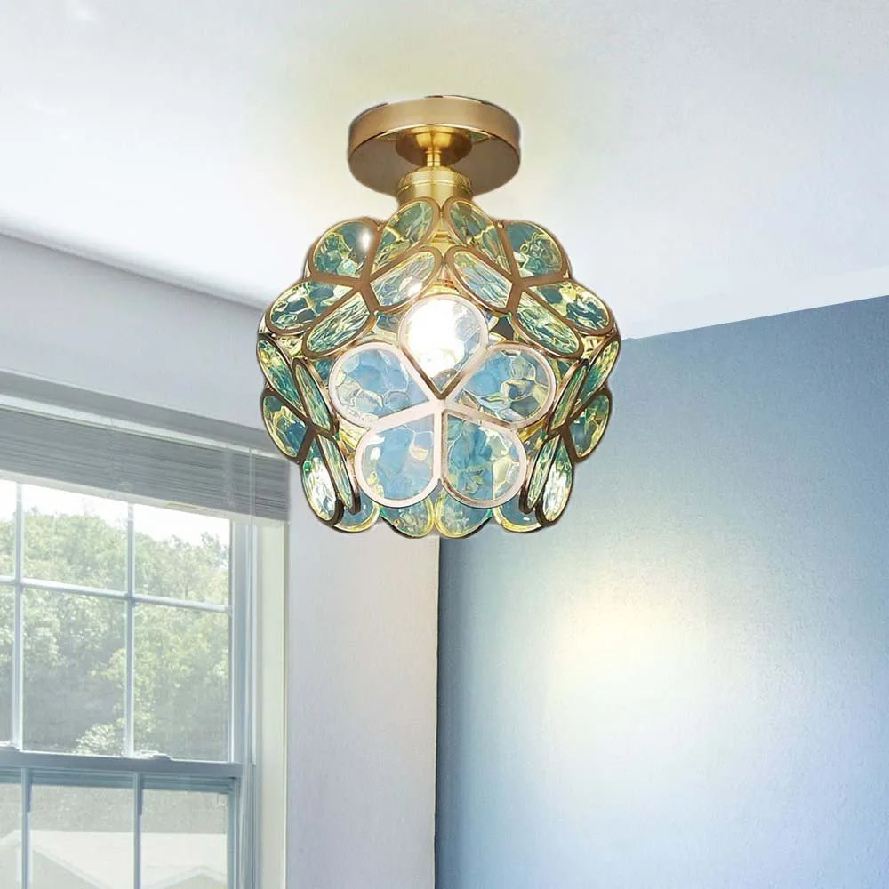 Lampada da soffitto Floyem – Acrilico – Oro – Ø20 cm – Design floreale per soggiorno e camera da letto