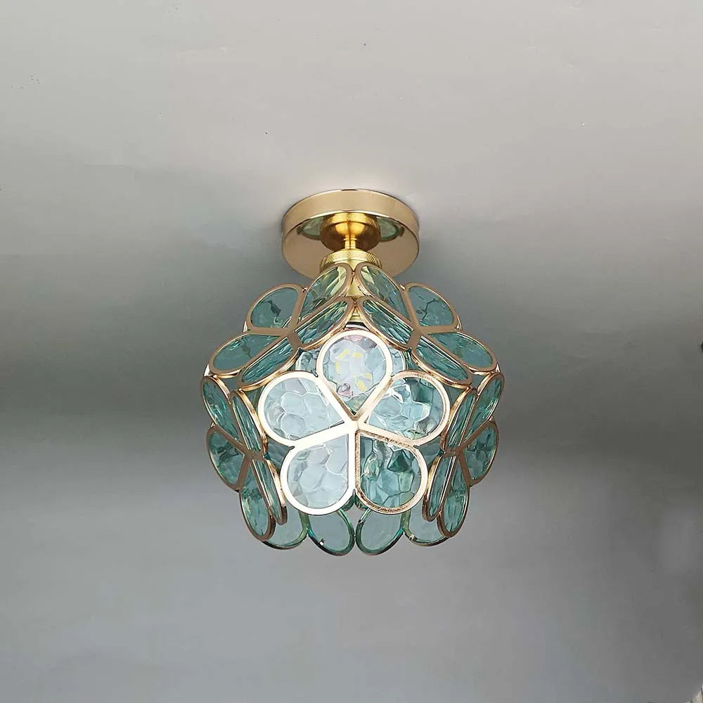 Lampada da soffitto Floyem – Acrilico – Oro – Ø20 cm – Design floreale per soggiorno e camera da letto