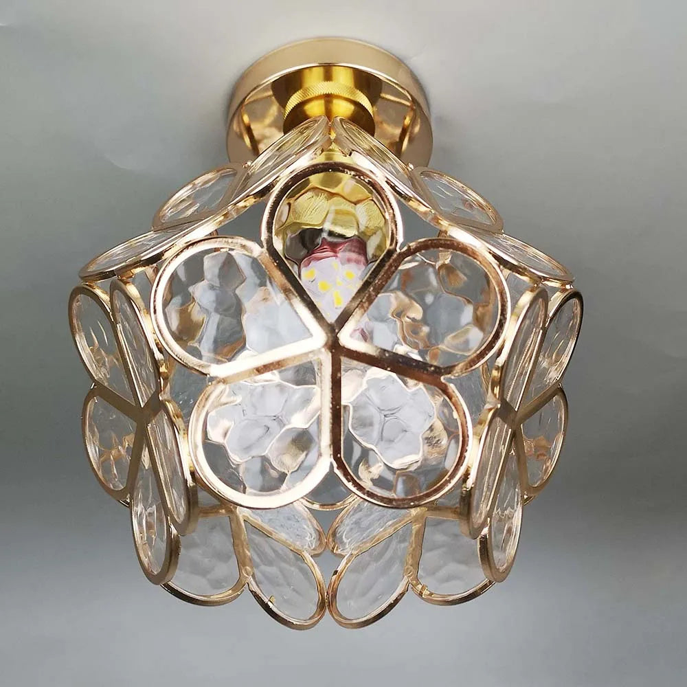 Lampada da soffitto Floyem – Acrilico – Oro – Ø20 cm – Design floreale per soggiorno e camera da letto