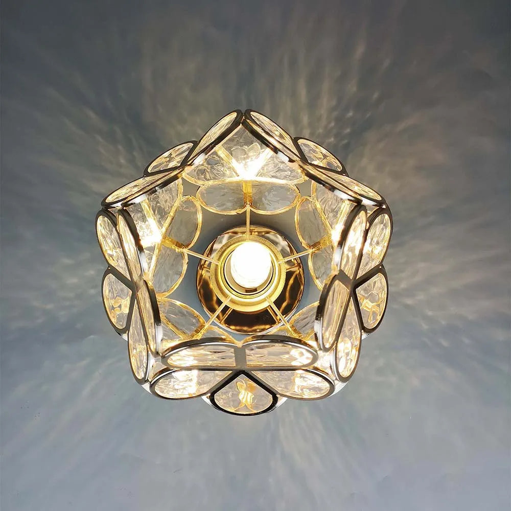 Lampada da soffitto Floyem – Acrilico – Oro – Ø20 cm – Design floreale per soggiorno e camera da letto
