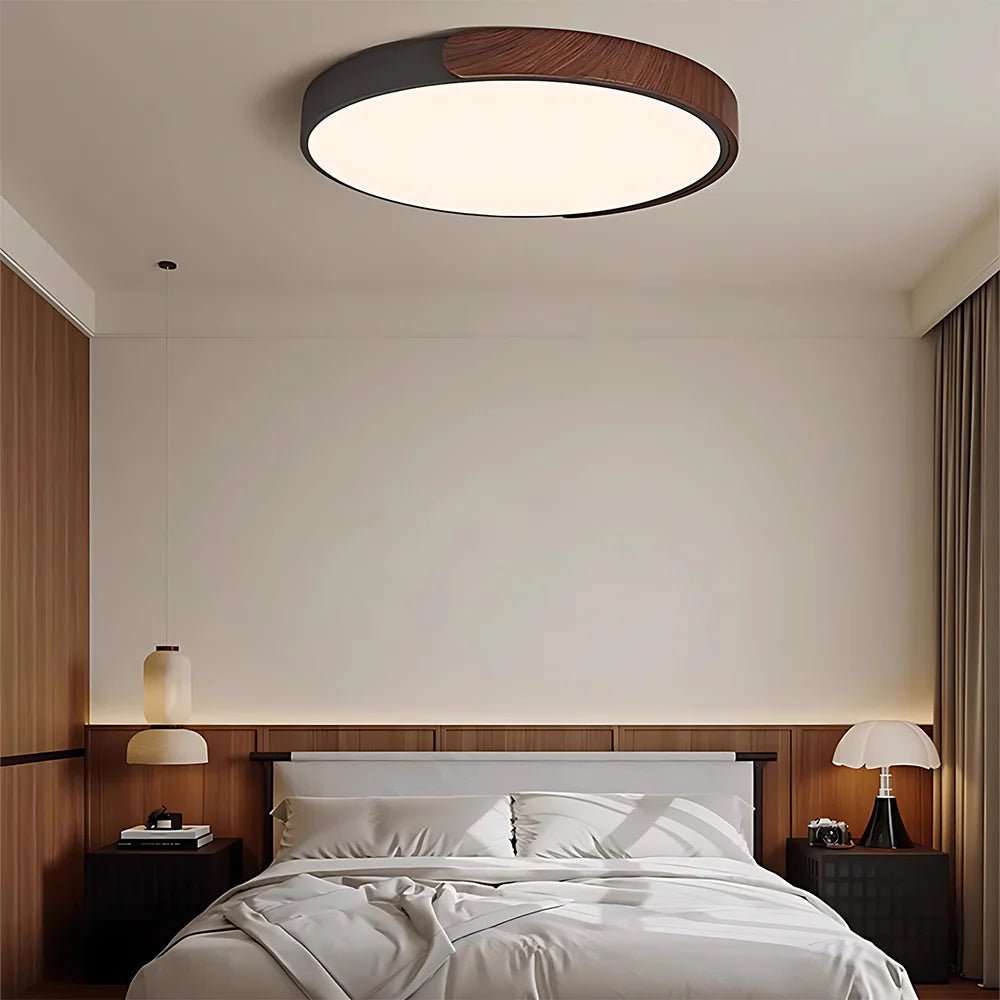 Moderna Lampada da Soffitto Circolare in Legno