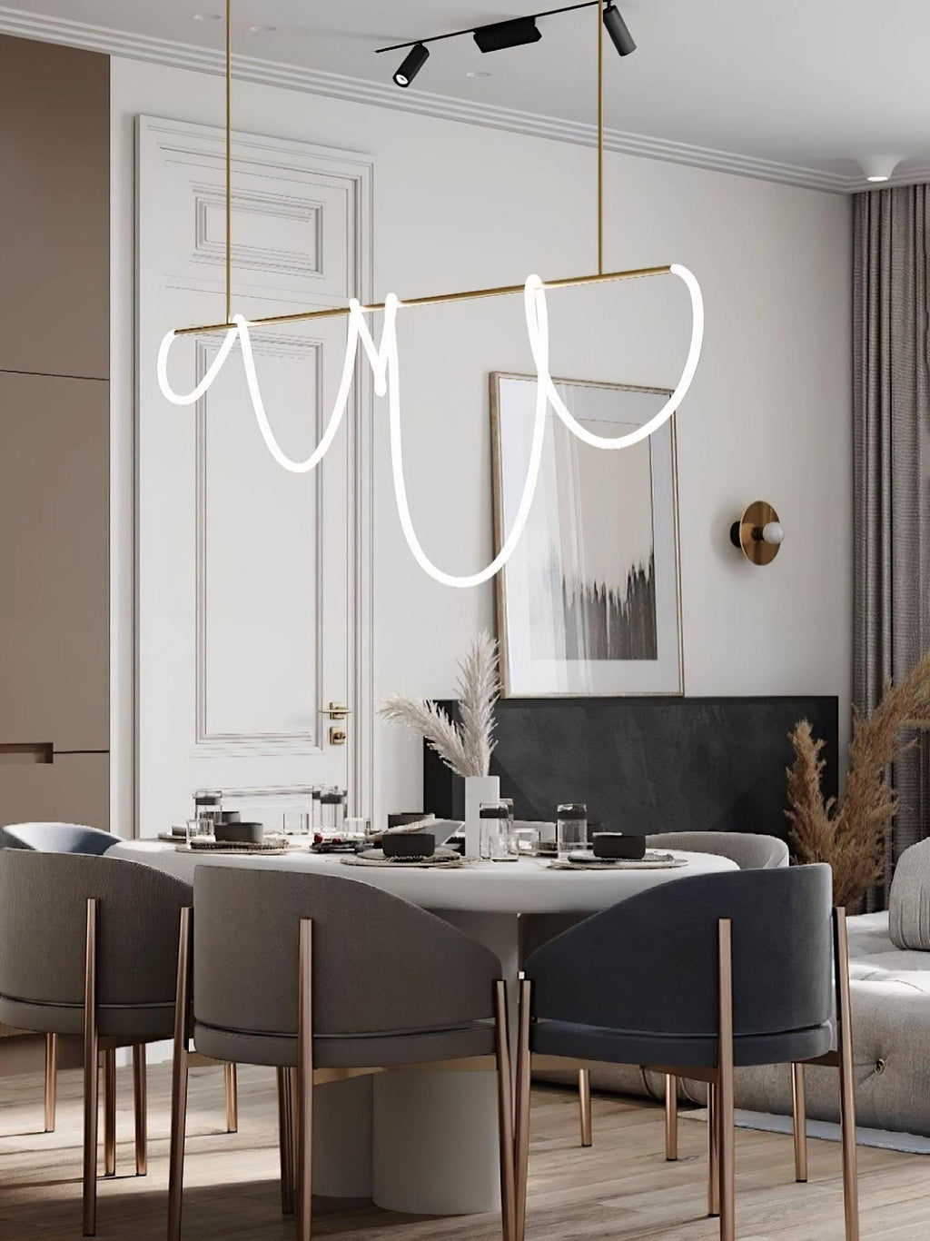 Lampadario a Curva Lineare Flessibile