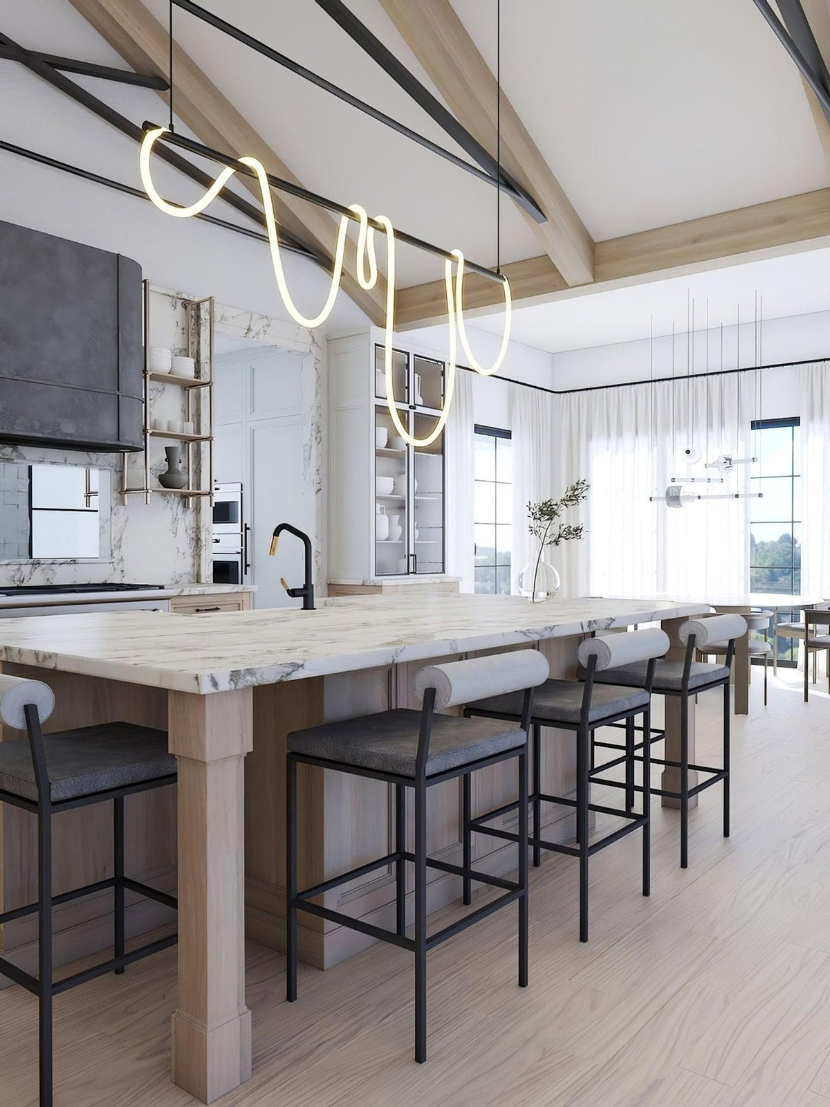 Lampadario a Curva Lineare Flessibile