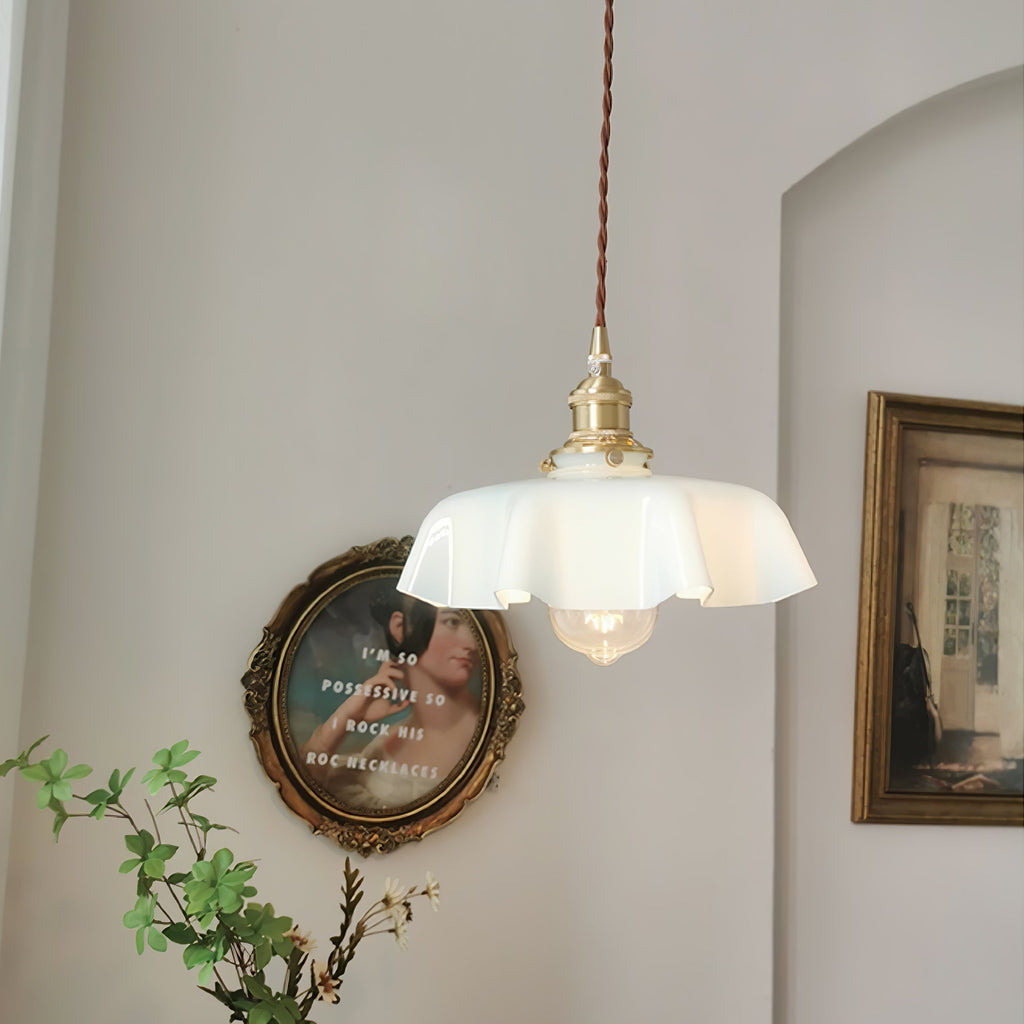 Lampada a Sospensione con Pendente a Fiore Francese