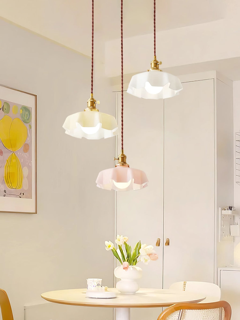 Lampada a Sospensione con Pendente a Fiore Francese