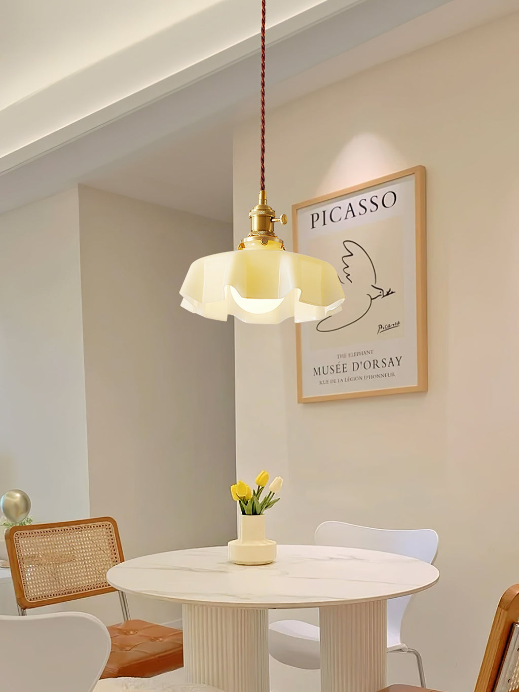 Lampada a Sospensione con Pendente a Fiore Francese