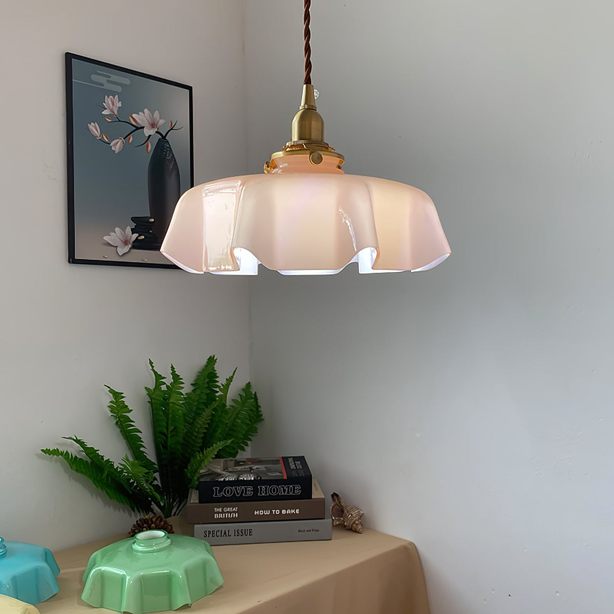 Lampada a Sospensione con Pendente a Fiore Francese