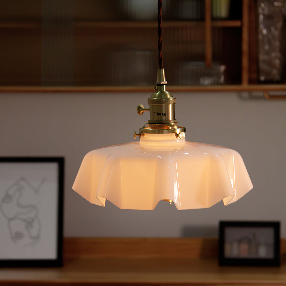 Lampada a Sospensione con Pendente a Fiore Francese