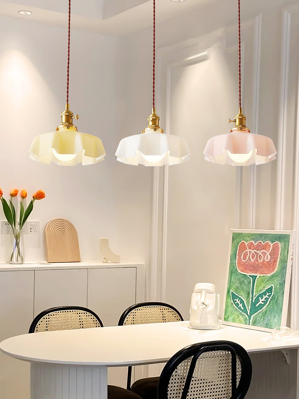 Lampada a Sospensione con Pendente a Fiore Francese