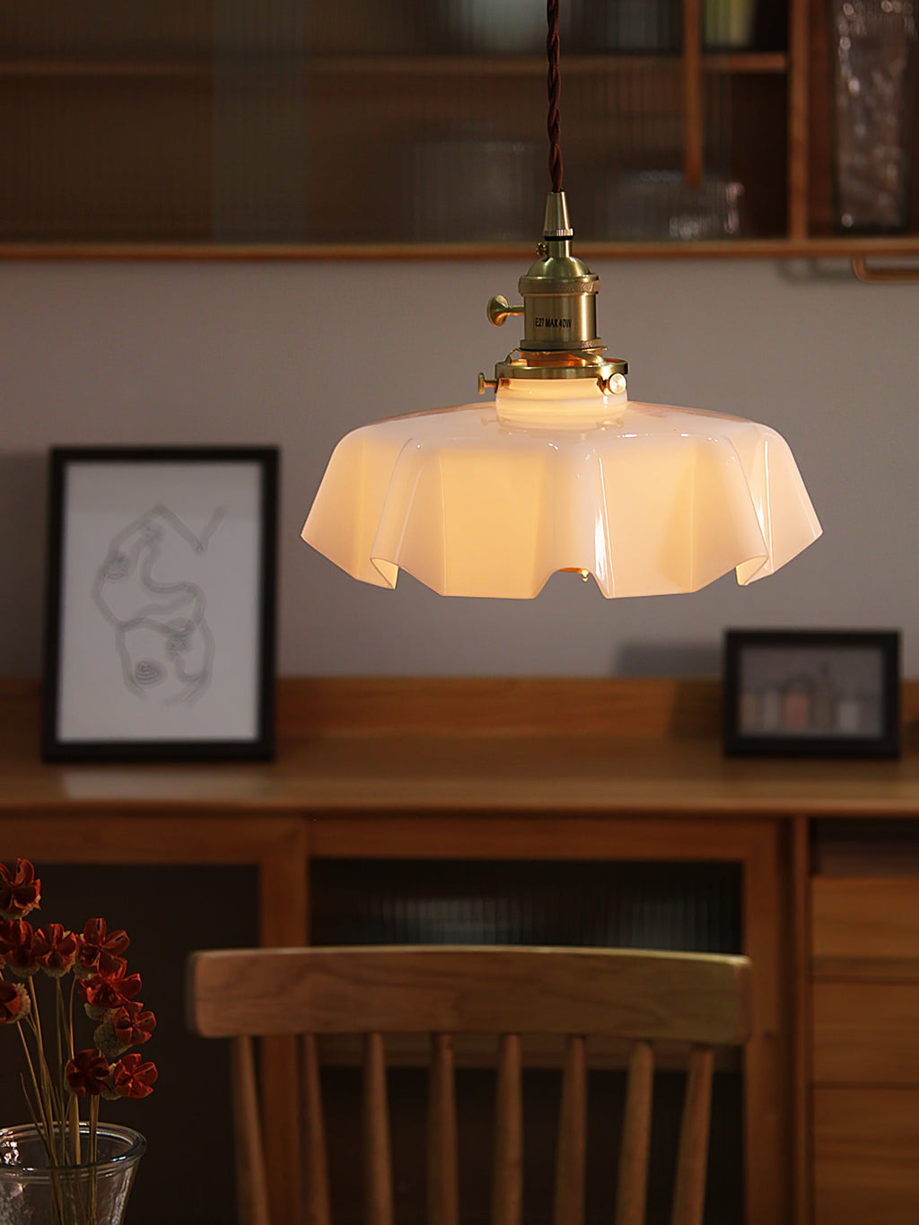 Lampada a Sospensione con Pendente a Fiore Francese
