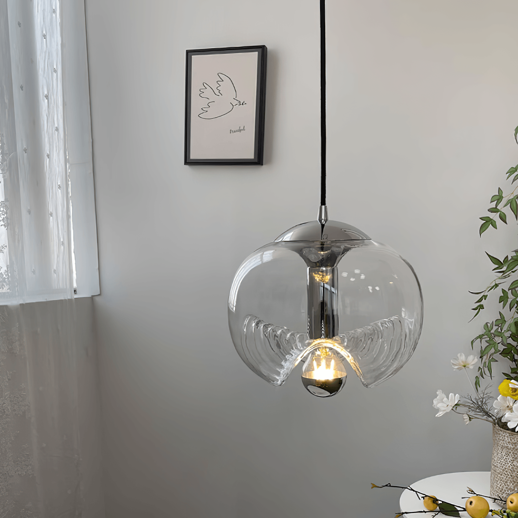 Lampada a sospensione Frivona – Vetro – Trasparente – 1/3 punti luce – Moderno