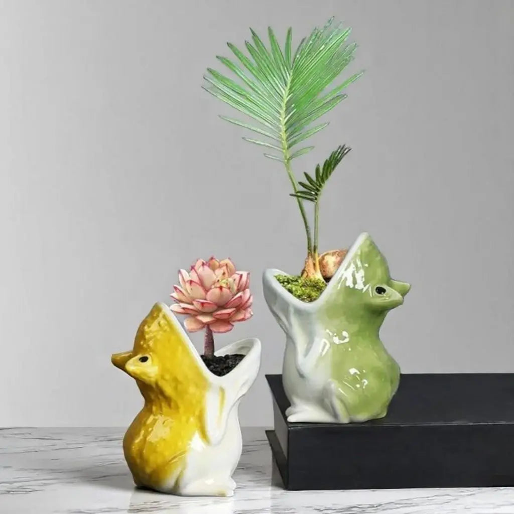 Vaso in Ceramica a Forma di Rana Frondy