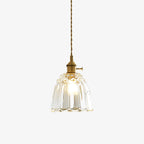 Fulezo Lampada a sospensione – Vetro e ottone – Trasparente – Ø30 cm – Stile nostalgico per sala da pranzo e soggiorno