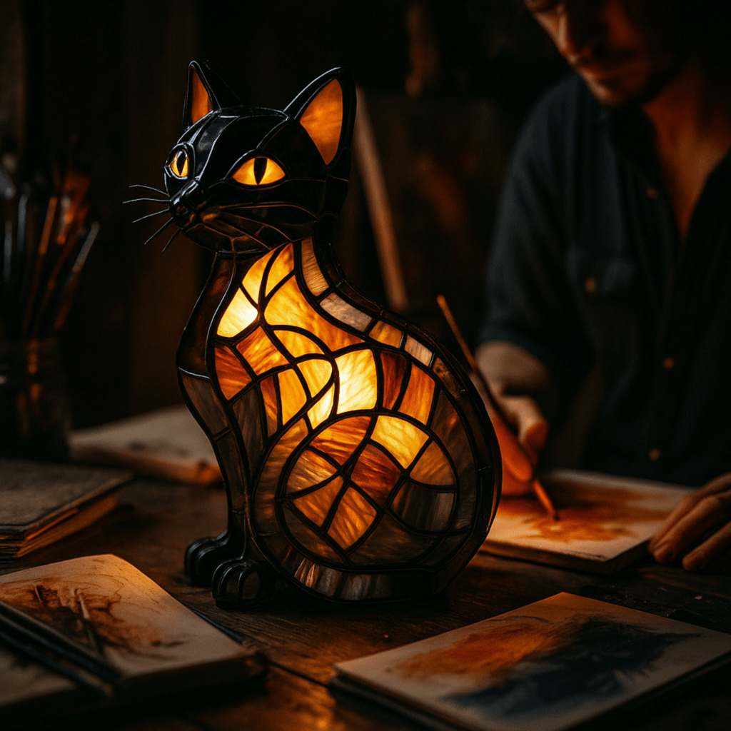 Felina - Lampada Notturna LED a Forma di Gatto con Illuminazione Ambientale Morbida