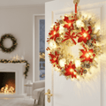Corona di Natale LED con Campane Dorate – Illuminazione Bianco Caldo per la Porta
