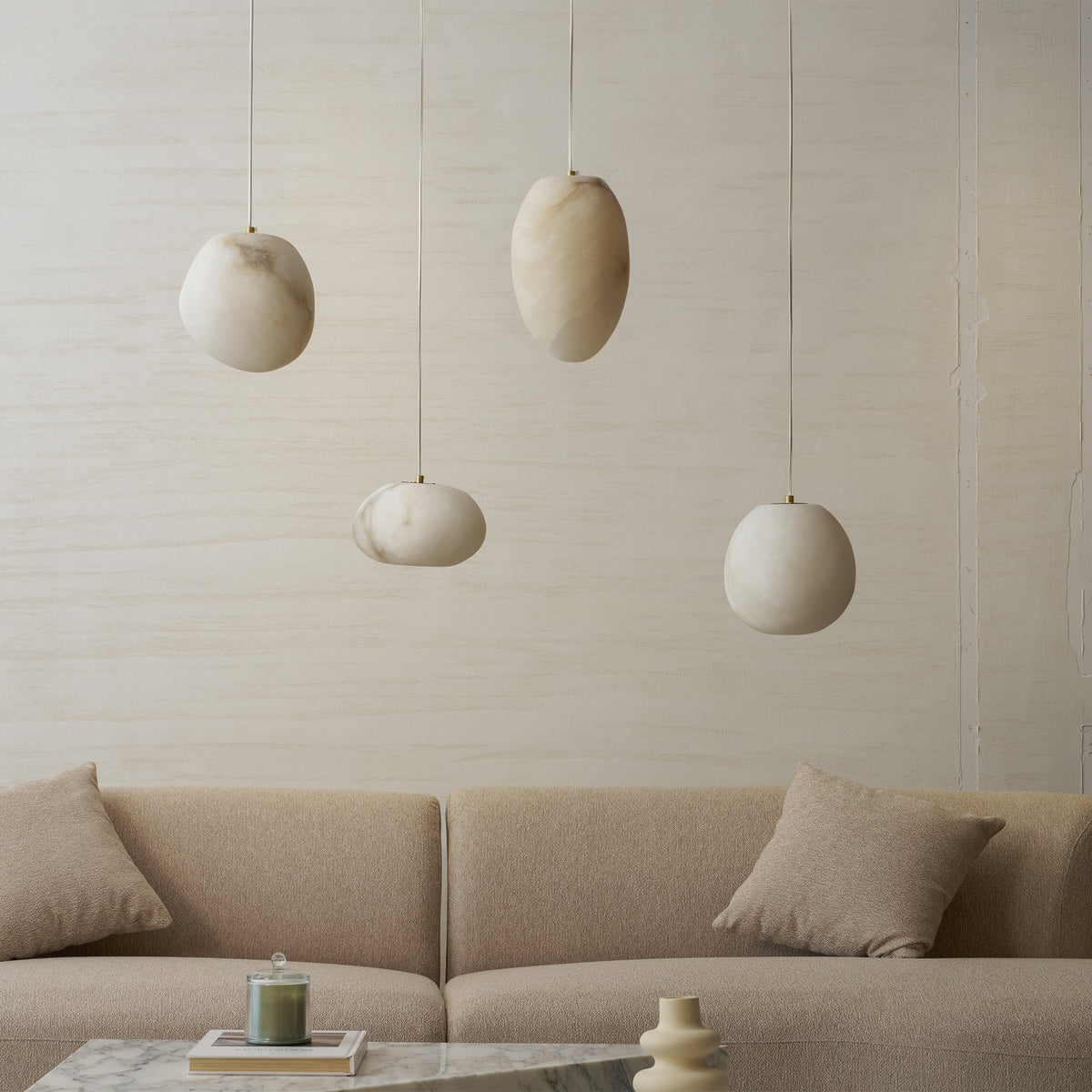 Lampada a sospensione Pebbles in Alabastro