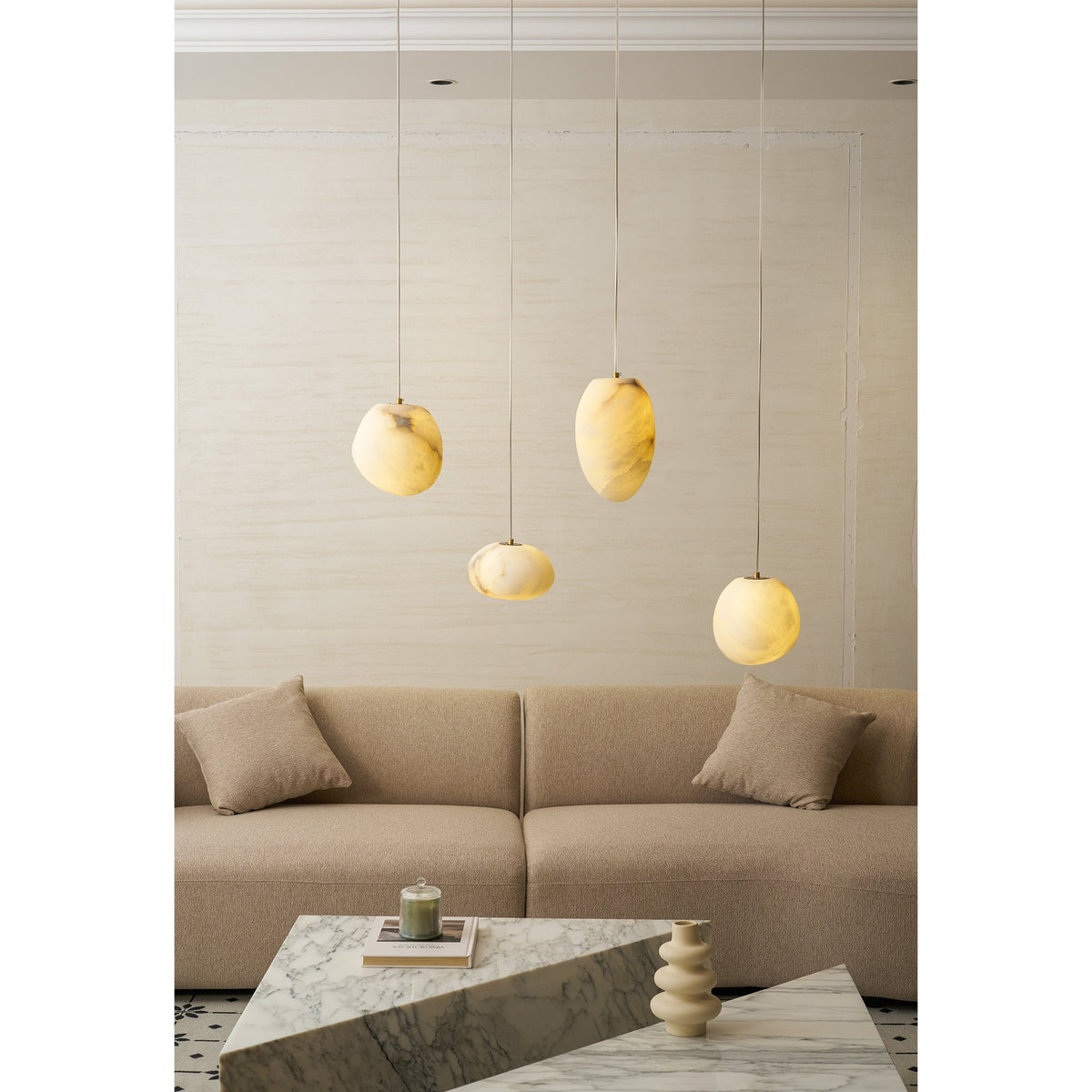 Lampada a sospensione Pebbles in Alabastro