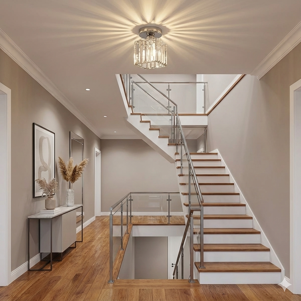 Talrex | Moderno Faretto da Soffitto Nero con Ombra di Cristallo per Corridoio e Soggiorno