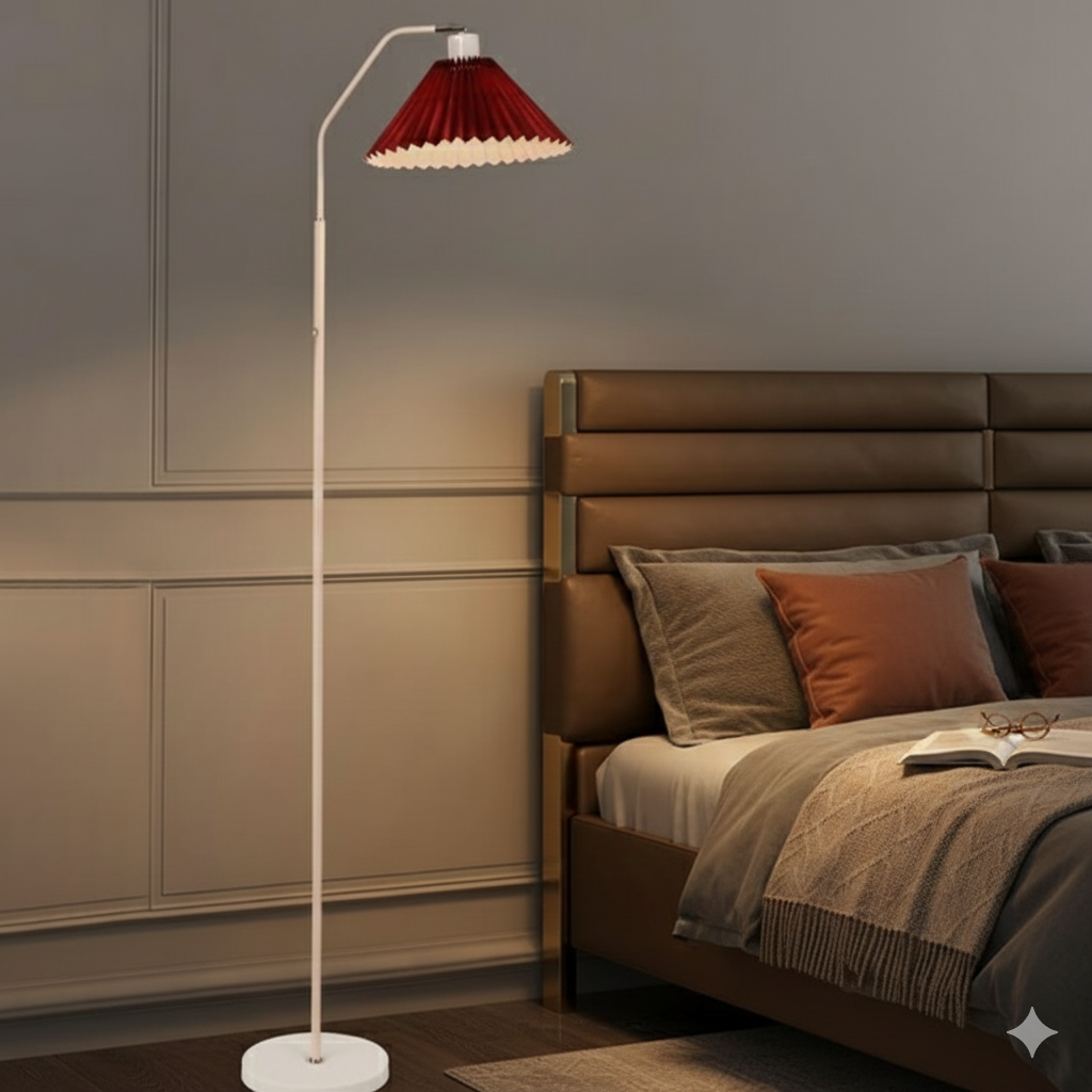Lampada da Terra LED Minimalista con Paralume Pieghettato