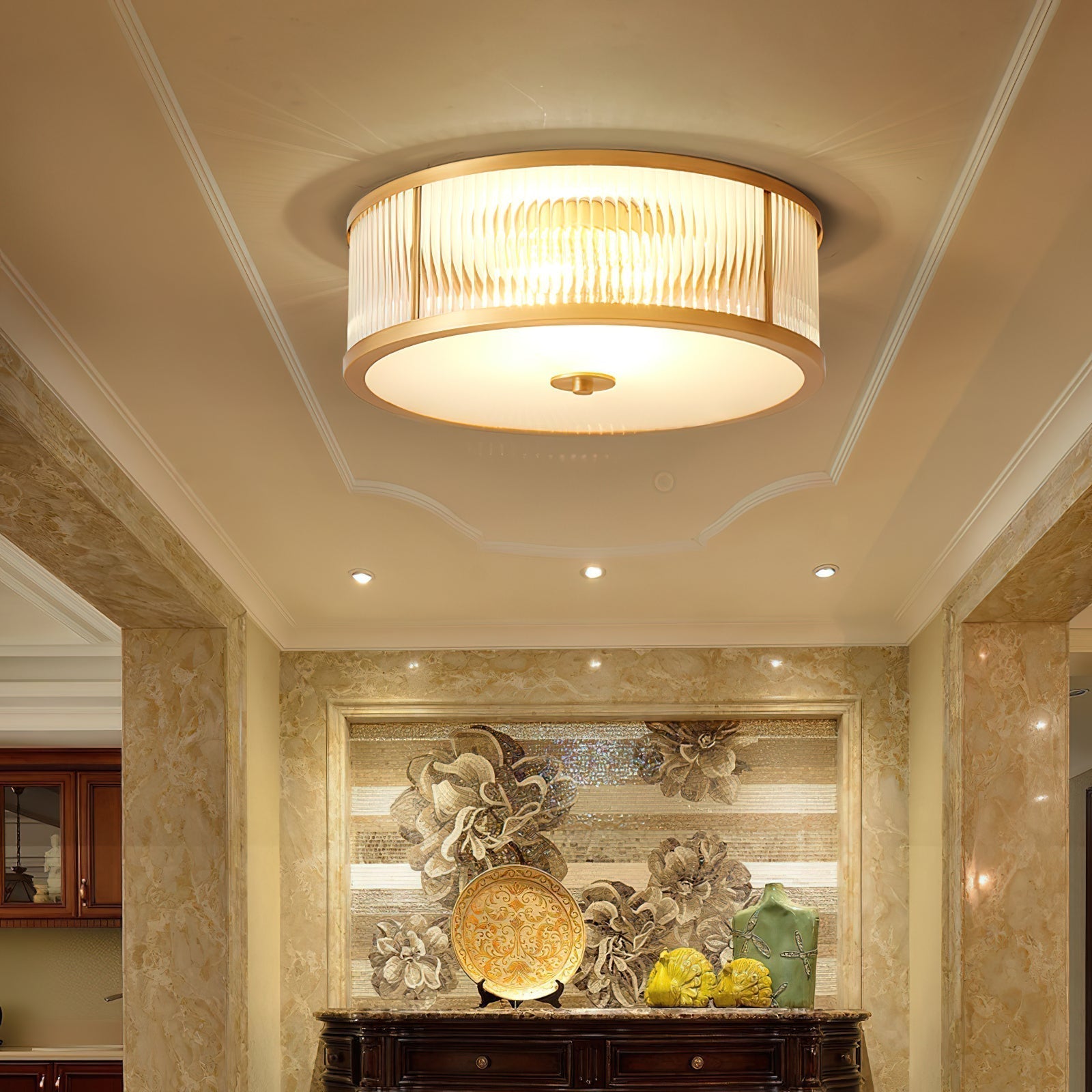 Lampada da soffitto in ottone e vetro Avvynila