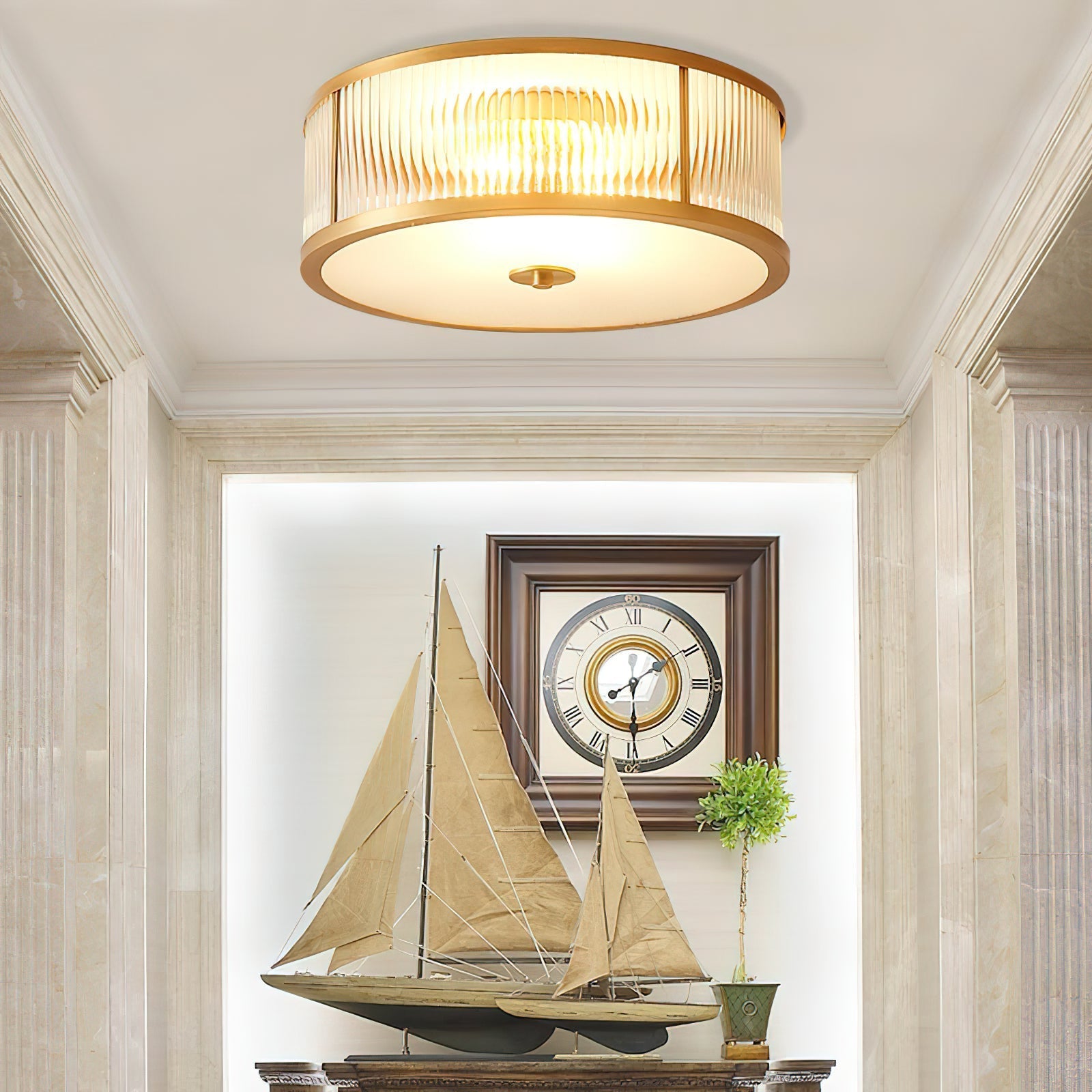 Lampada da soffitto in ottone e vetro Avvynila