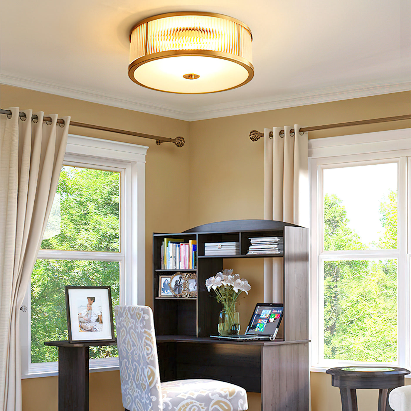 Lampada da soffitto in ottone e vetro Avvynila