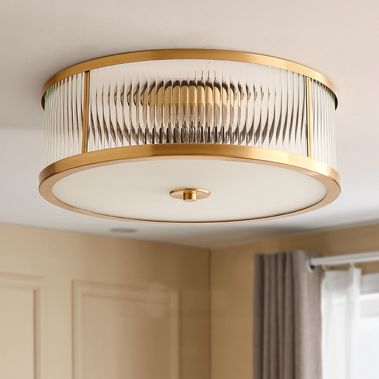 Lampada da soffitto in ottone e vetro Avvynila