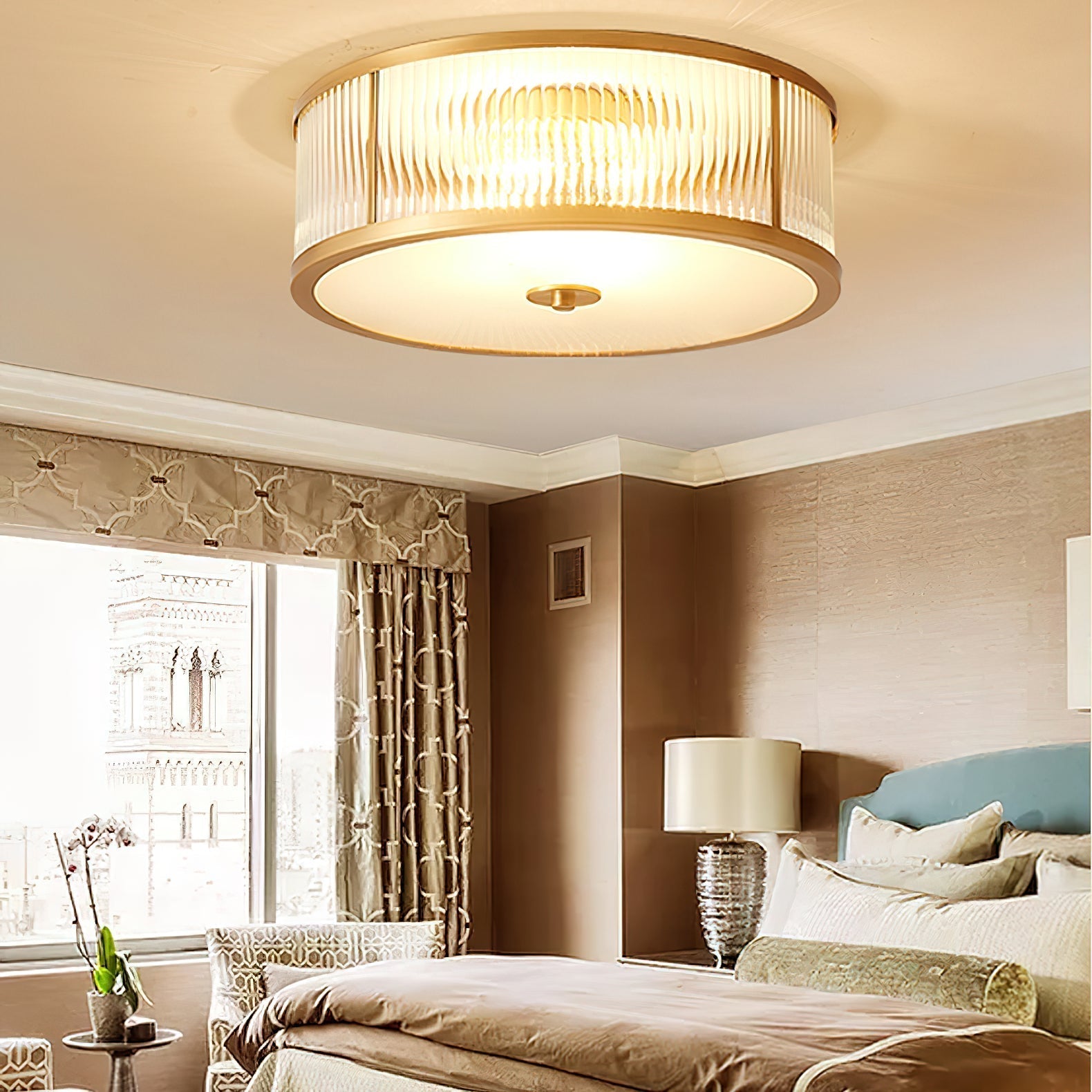 Lampada da soffitto in ottone e vetro Avvynila