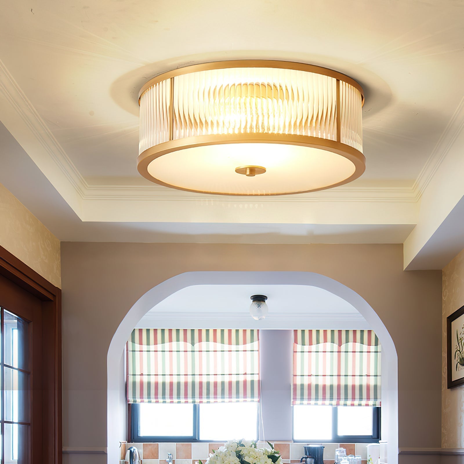 Lampada da soffitto in ottone e vetro Avvynila