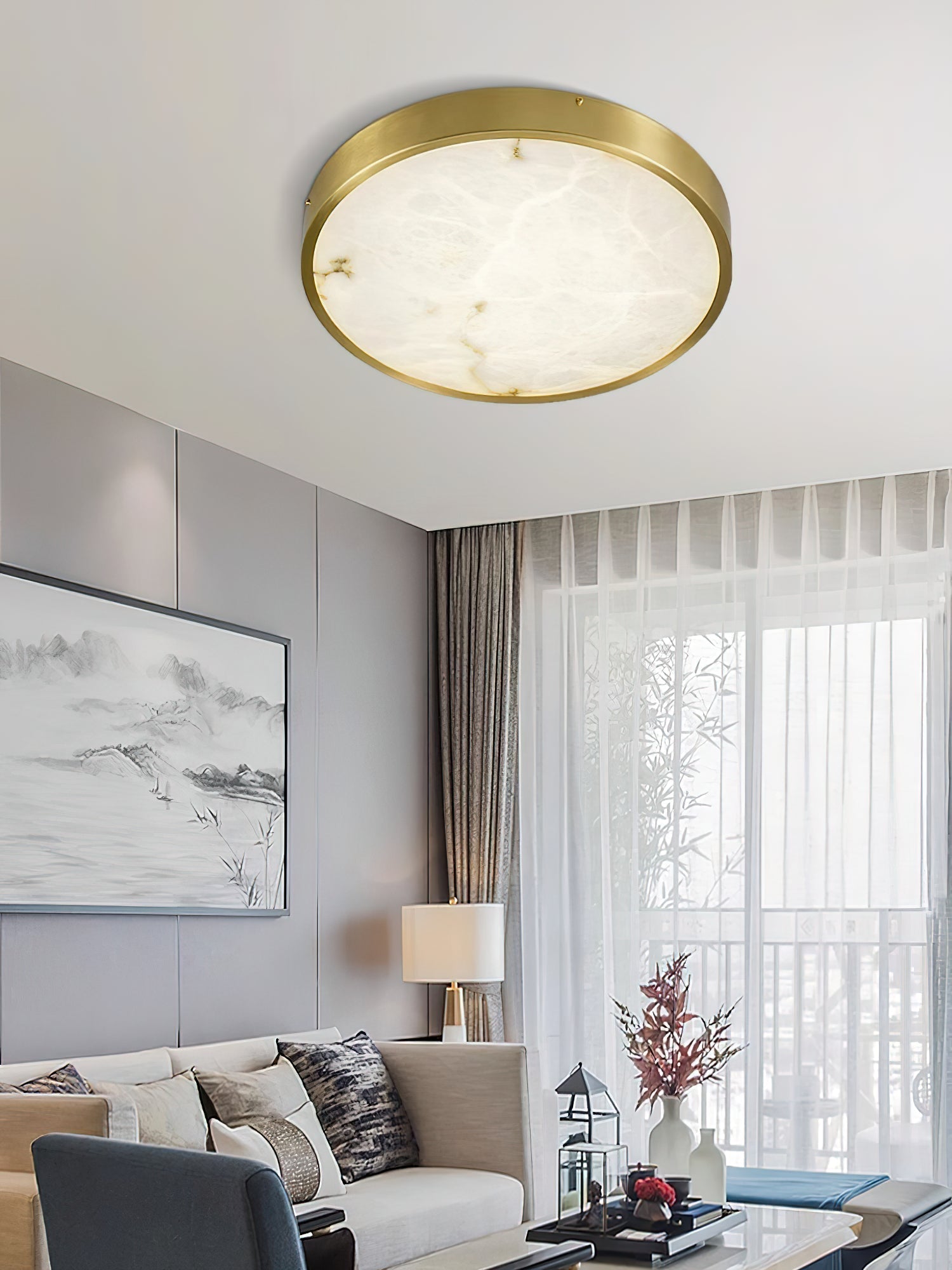 Lampada da soffitto in alabastro incassata Uzoror