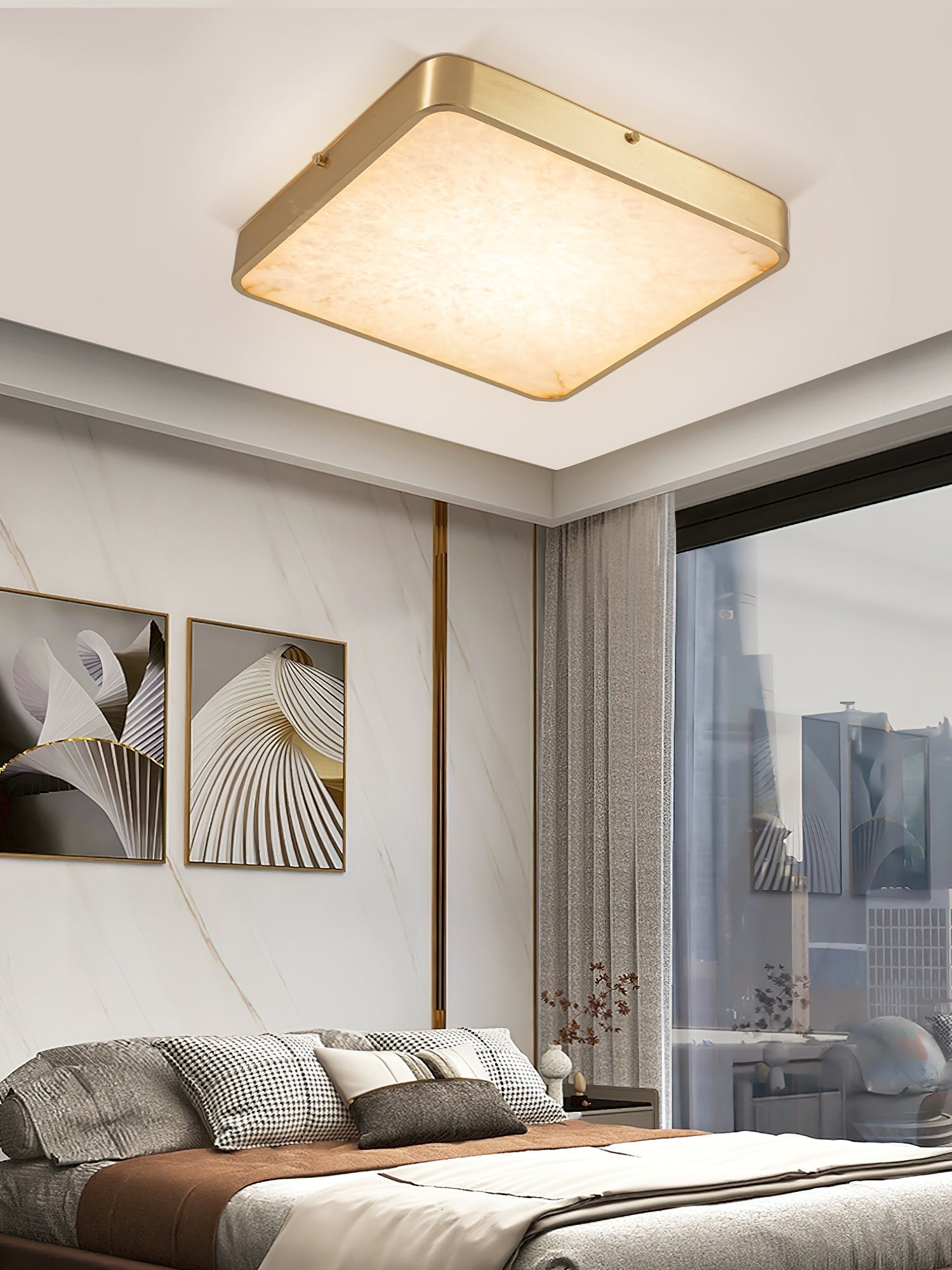 Lampada da soffitto in alabastro incassata Uzoror