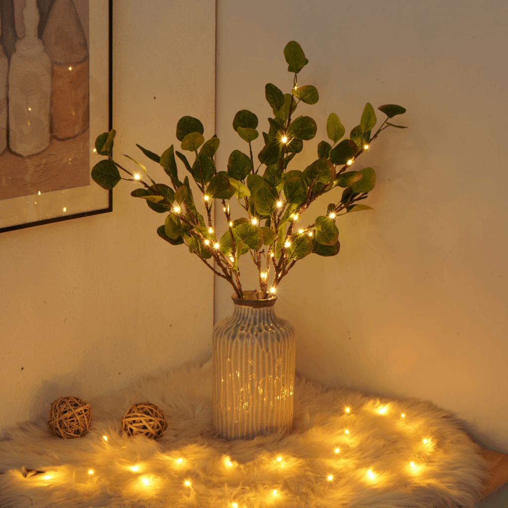 OliveAura - Lampada LED con design a ramo d'olivo e luce calda e soffusa