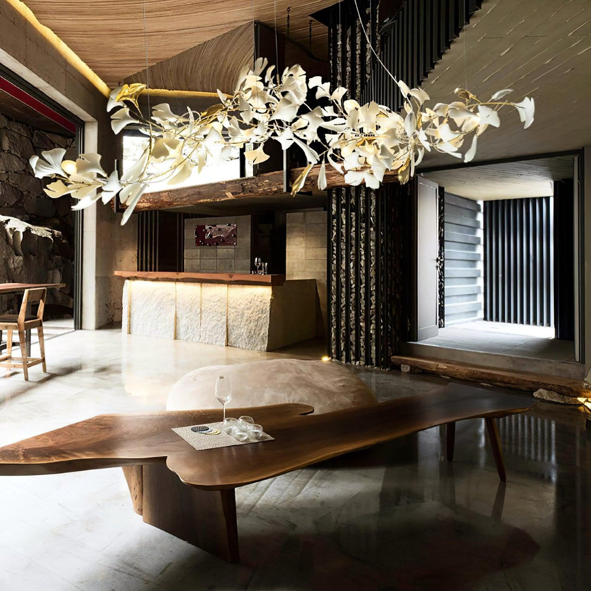 Lampadario in Porcellana Gingko