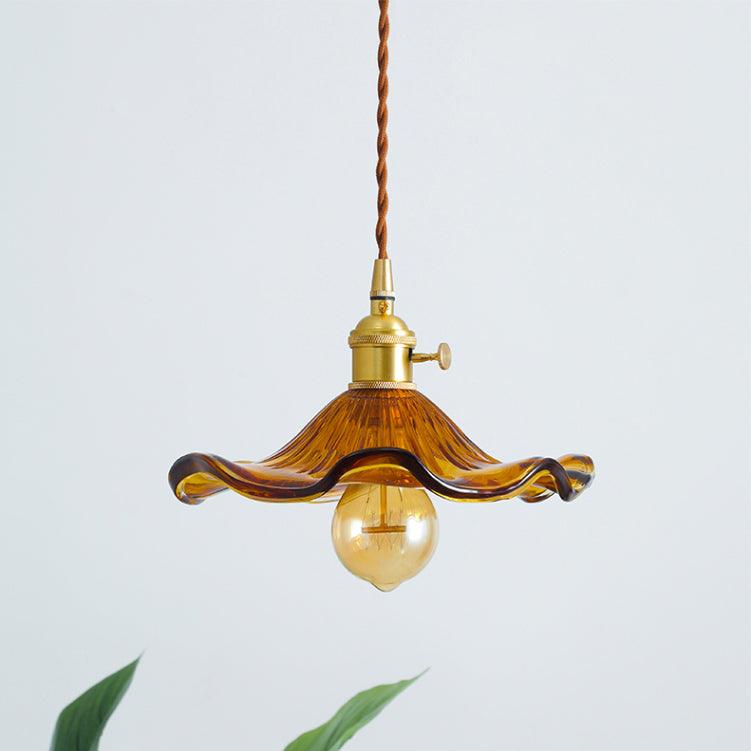 Lampada a sospensione in vetro a forma di fiore di ibisco