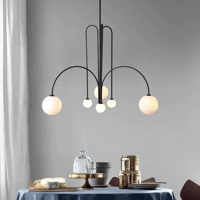 Lampada a Sospensione Moderna in Vetro Bianco Rotondo