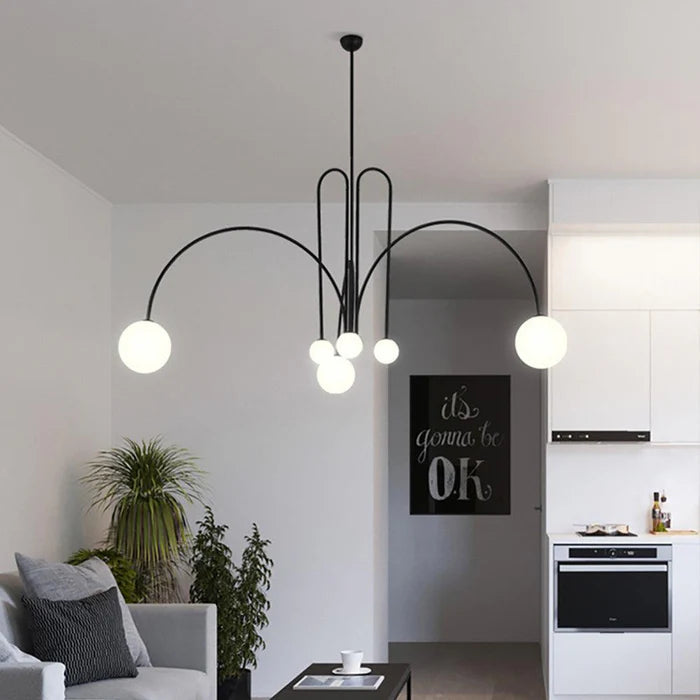 Lampada a Sospensione Moderna in Vetro Bianco Rotondo