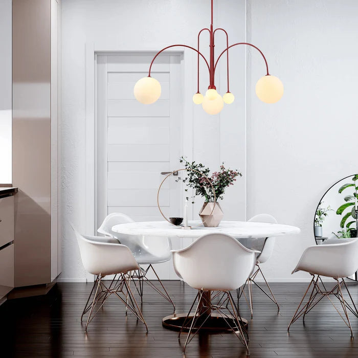 Lampada a Sospensione Moderna in Vetro Bianco Rotondo
