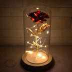 Lampada da Tavolo Decorativa con Rosa LED in Cupola di Vetro