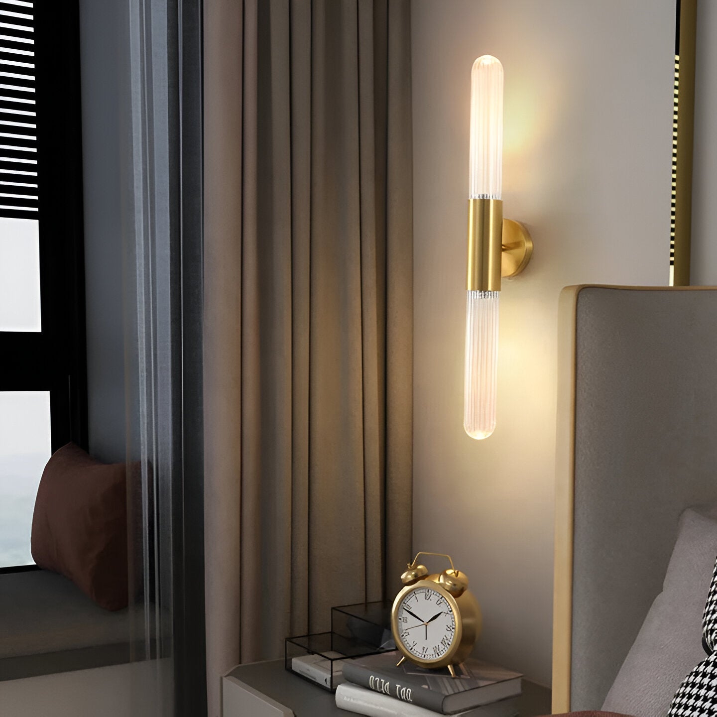Applique da parete in vetro a onda d'acqua nordica in ottone LED 1 luce