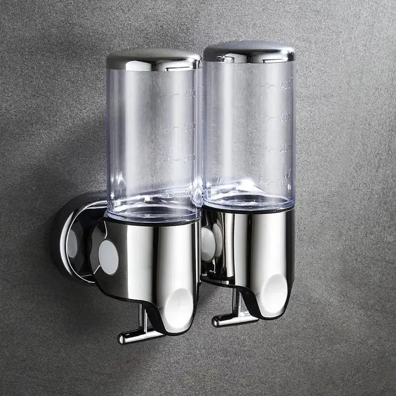 PureFlow - Dispenser di sapone da parete con due scomparti per un bagno elegante