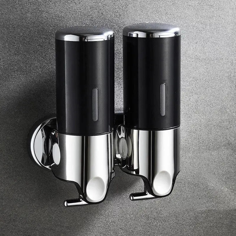 PureFlow - Dispenser di sapone da parete con due scomparti per un bagno elegante