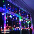 Illuminazione Natalizia a LED a Tenda con Stelle – Luce Bianca Calda