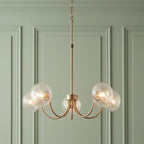 Lampadario in Ottone a 5 Luci Hague - Paralumi in Vetro