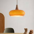 Lampada a sospensione in legno ambra