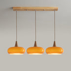 Lampada a sospensione in legno ambra