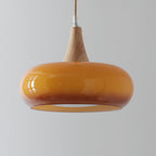 Lampada a sospensione in legno ambra