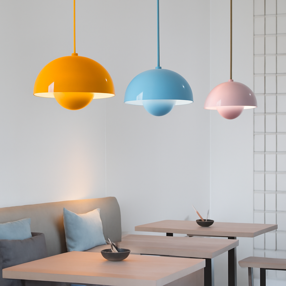 Lampadario a Sospensione Multicolore a Mezza Cupola