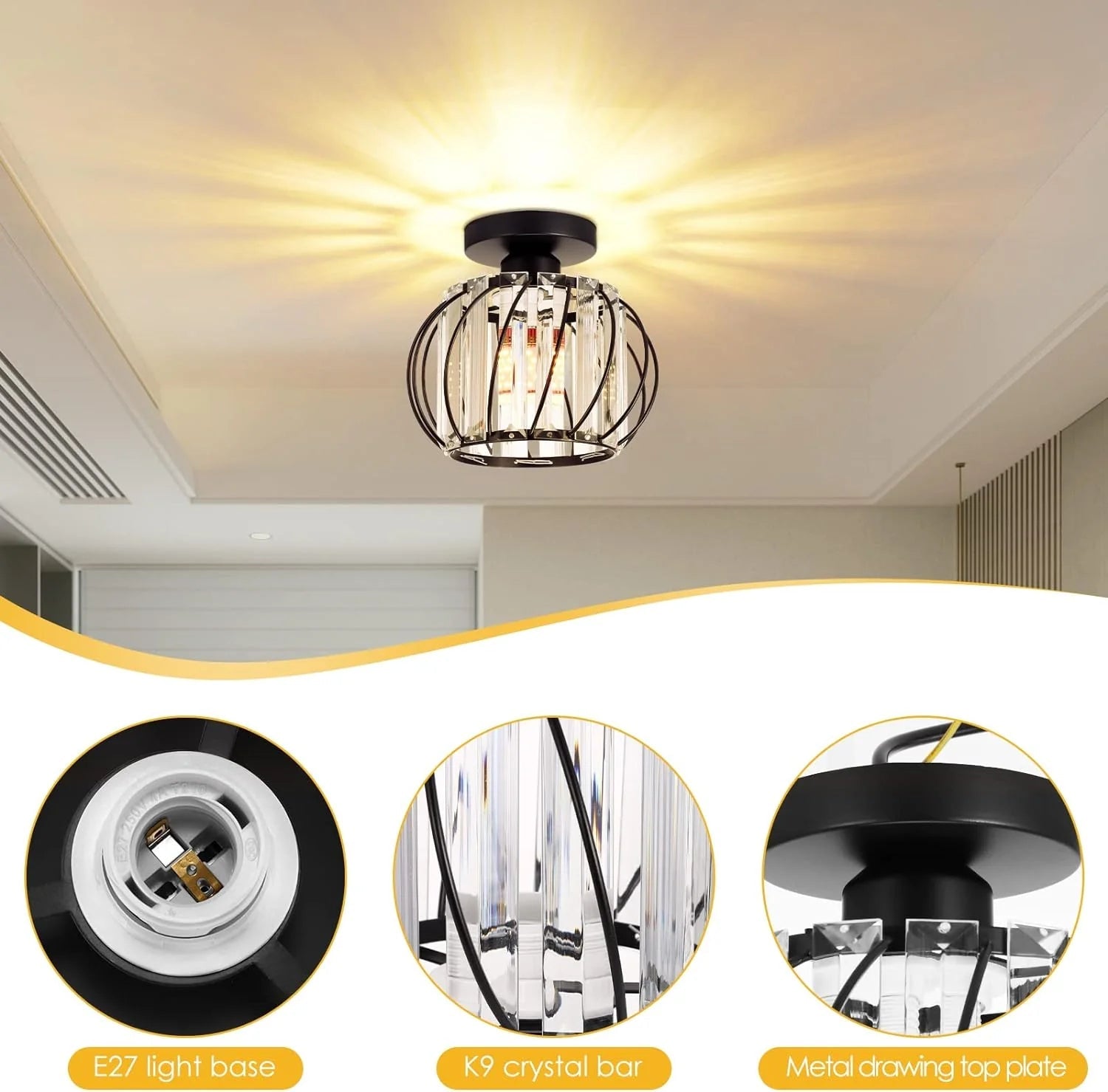 Lampada da soffitto in vetro a forma di lanterna creativa moderna